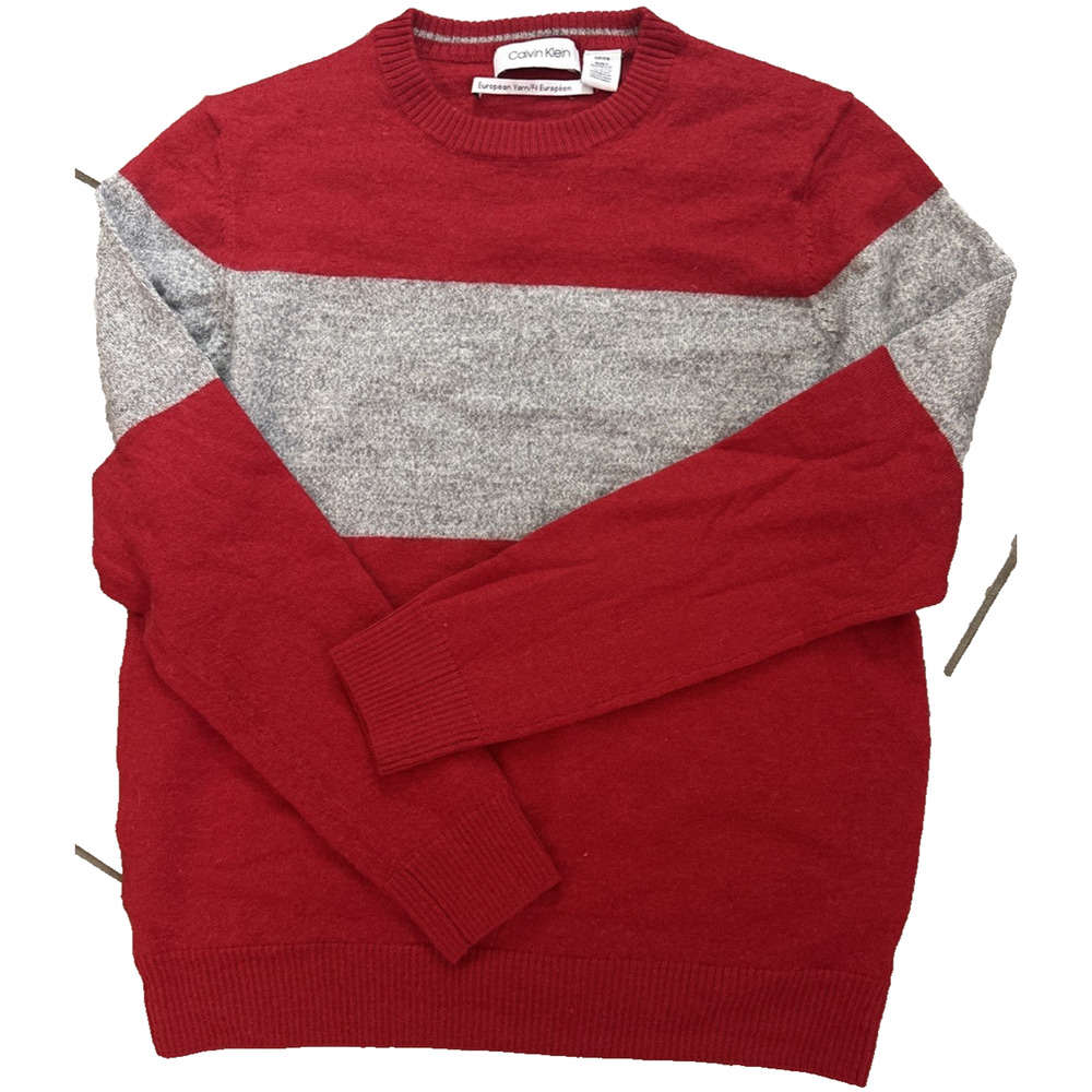 Vintage Calvin Klein‎ European Merino Wool Women’s Red Striped Sweater Size PS